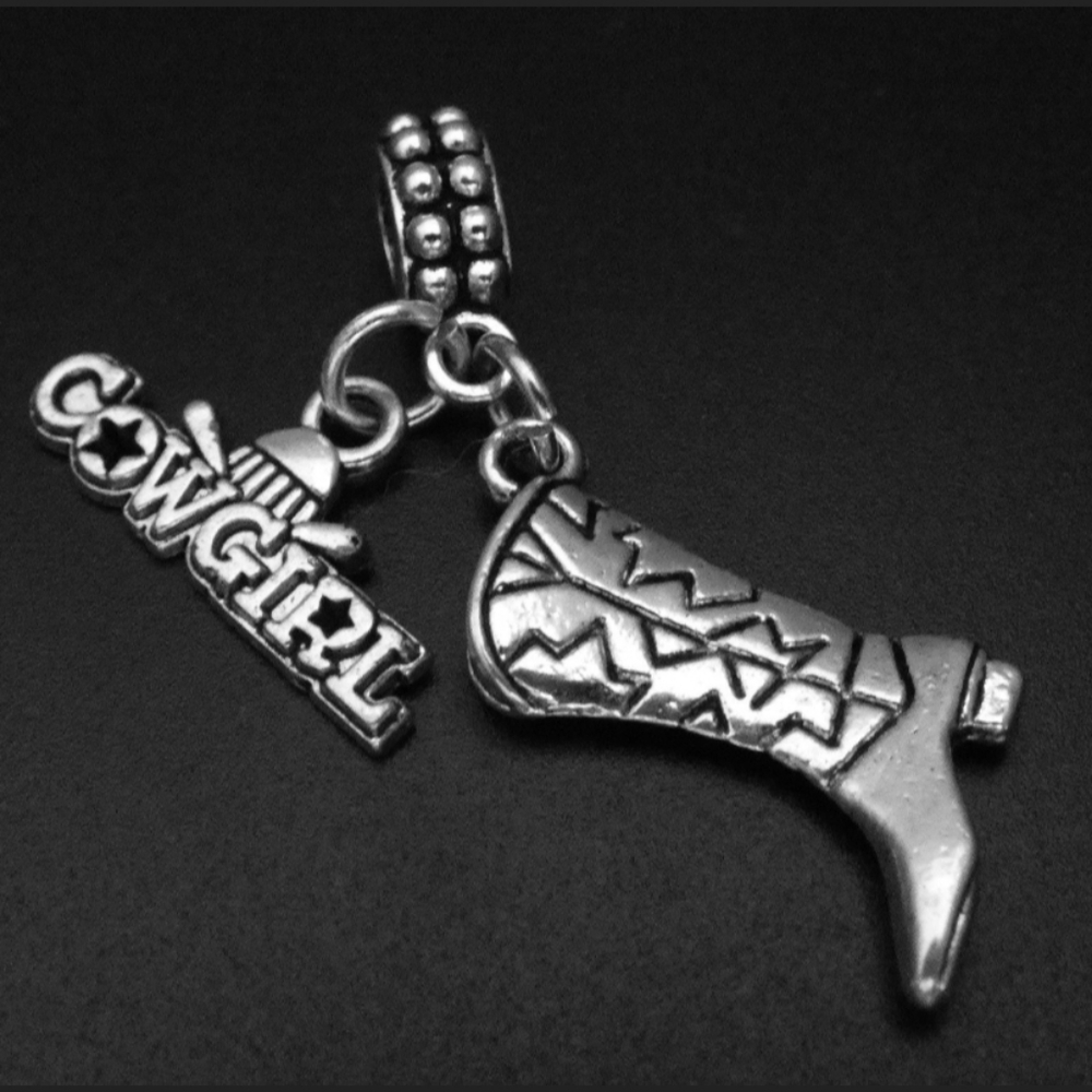 Cowgirl boots charms bracelet charms beads fits pandora European bracelets